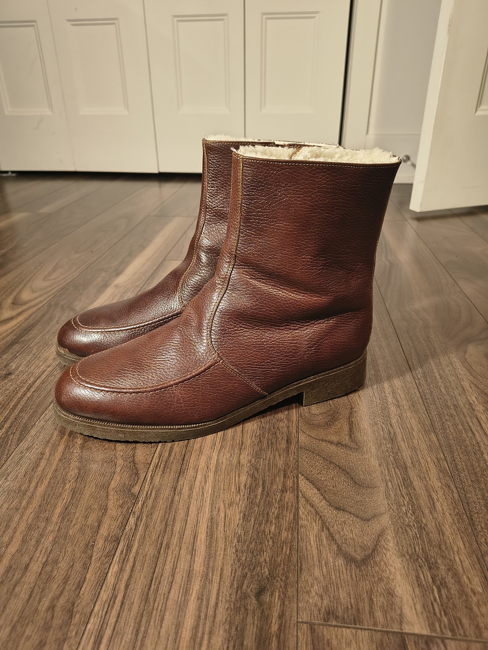 Vintage Nunn Bush Northern Patrol Leather Sheepskin Boots Size 12 W NOS